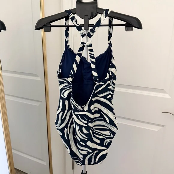 Hurley Women's One-Piece UPF 50+ Stretch Swimsuit, Blue White Medium - Picture 8 of 9